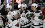 Wild defenseman Ryan Suter had plenty to smile about on Thursday night after he opened the scoring against the Sharks with his eighth goal of the seas