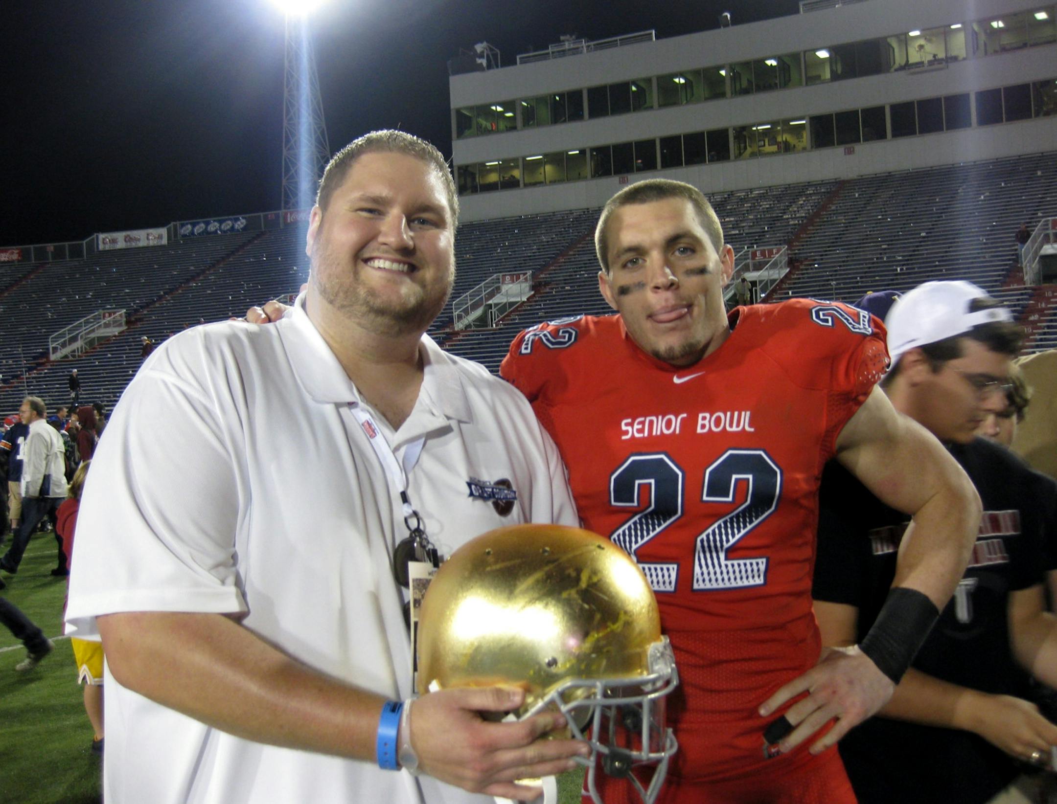 Scott Wright with Harrison Smith at the Senior Bowl last year in Mobile, Alabama.