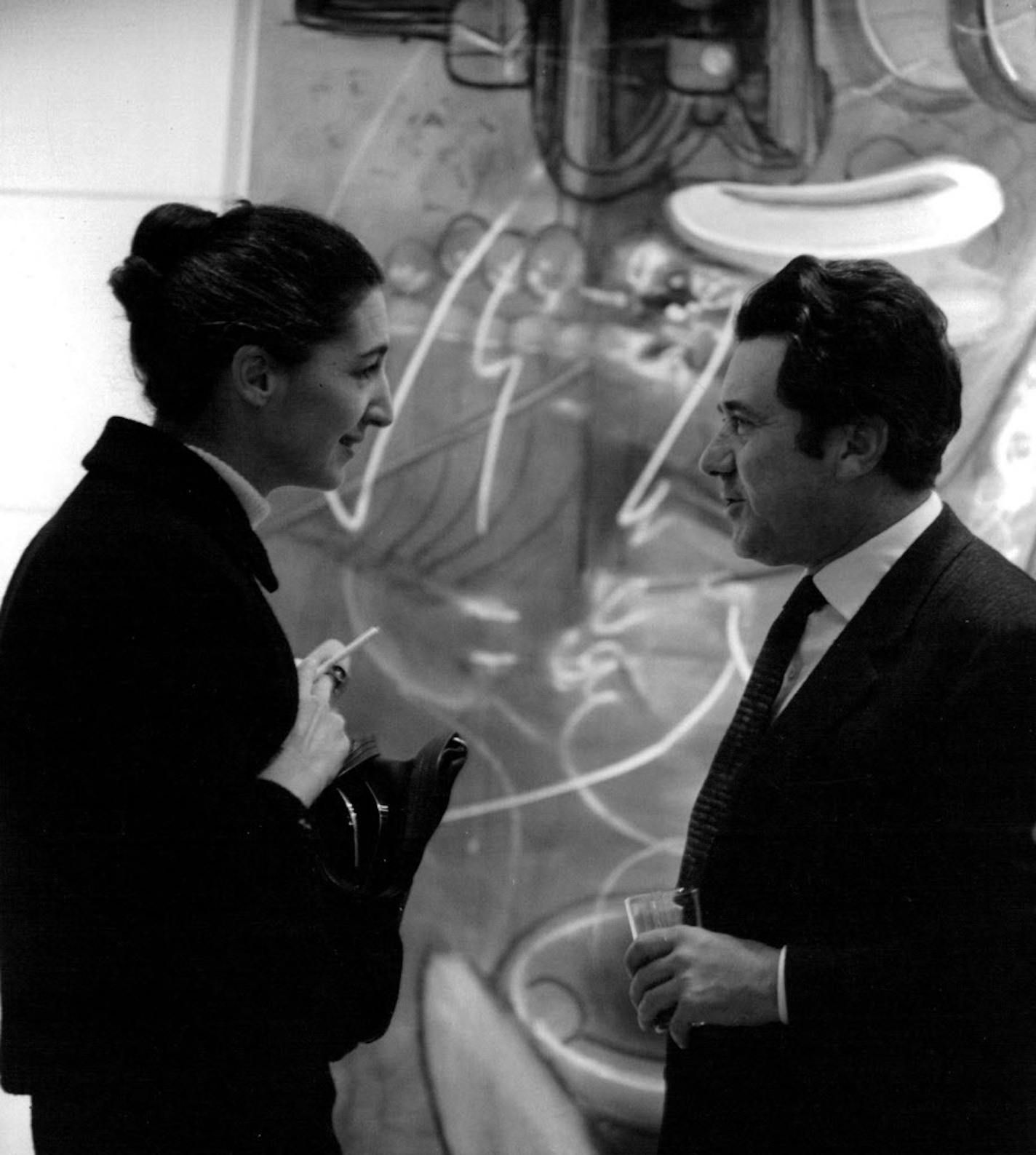 Mildred Friedman with surrealist painter Roberto Matta at the Walker in 1966.