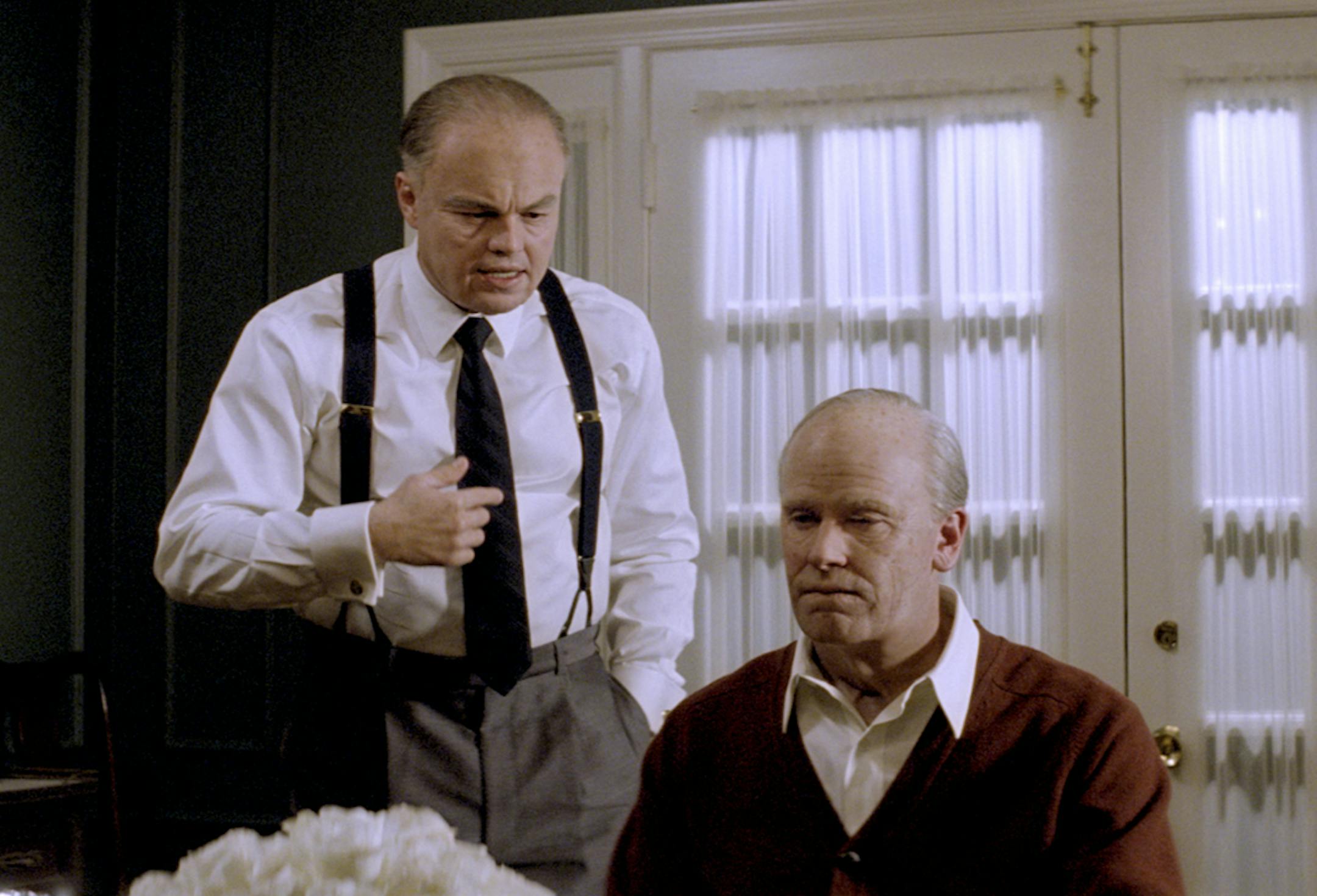 Leonardo DiCaprio as J. Edgar Hoover and Armie Hammer as Clyde Tolson and in "J. Edgar."