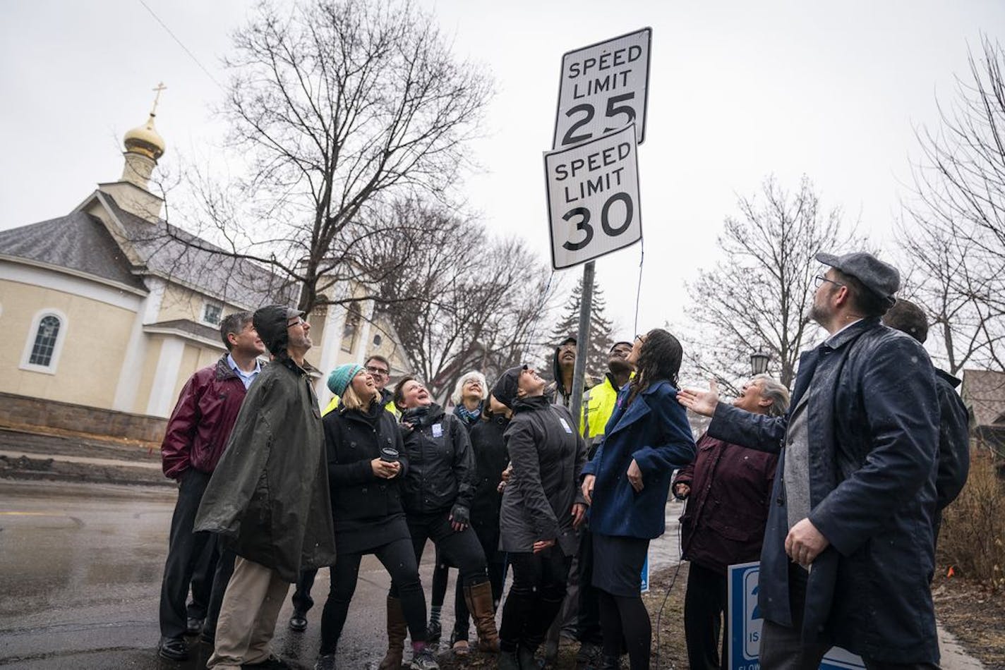 Minneapolis and St. Paul officials unveiled the new speed limit sign of 25 MPH at the corner of Franklin Avenue & Emerald Street SE in St. Paul.