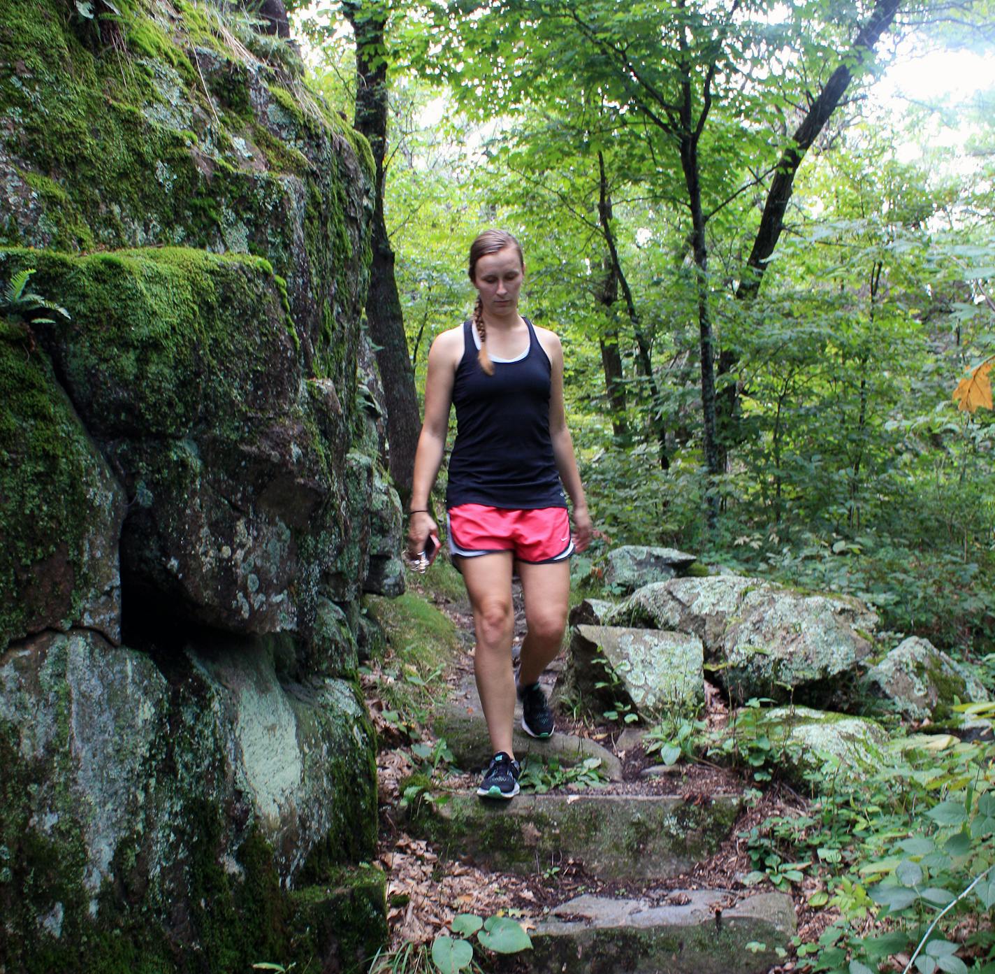 Courtney Lewis hiked down the rugged Eagle Peak Trail at Wisconsin&#x2019;s Interstate State Park.