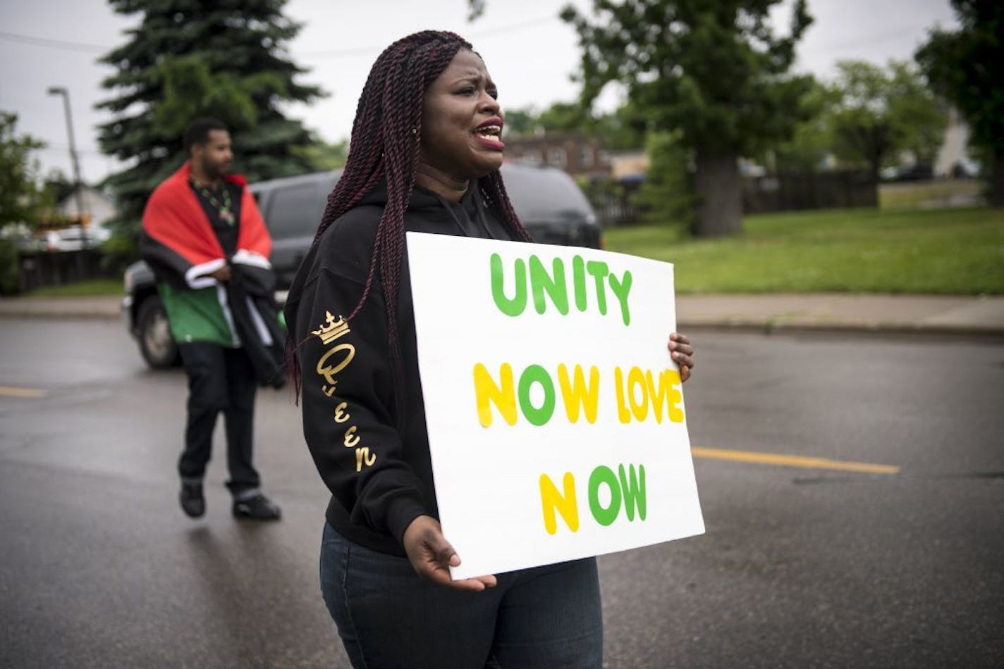 Minneapolis NAACP President Nekima Levy-Pounds took part in a peace walk to the site of Thursday night's fatal shooting of 59-year-old Birdell Beeks.