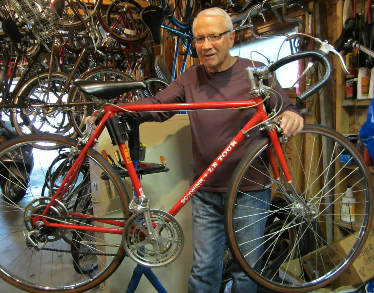 Rick Anderson of Apple Valley cleans, tunes and does minor repairs on bikes that are sold at his annual bike fundraiser. All funds from the bikes go to Kids 'n Kinship. Photo by Janice Bitters, Special to the Star Tribune