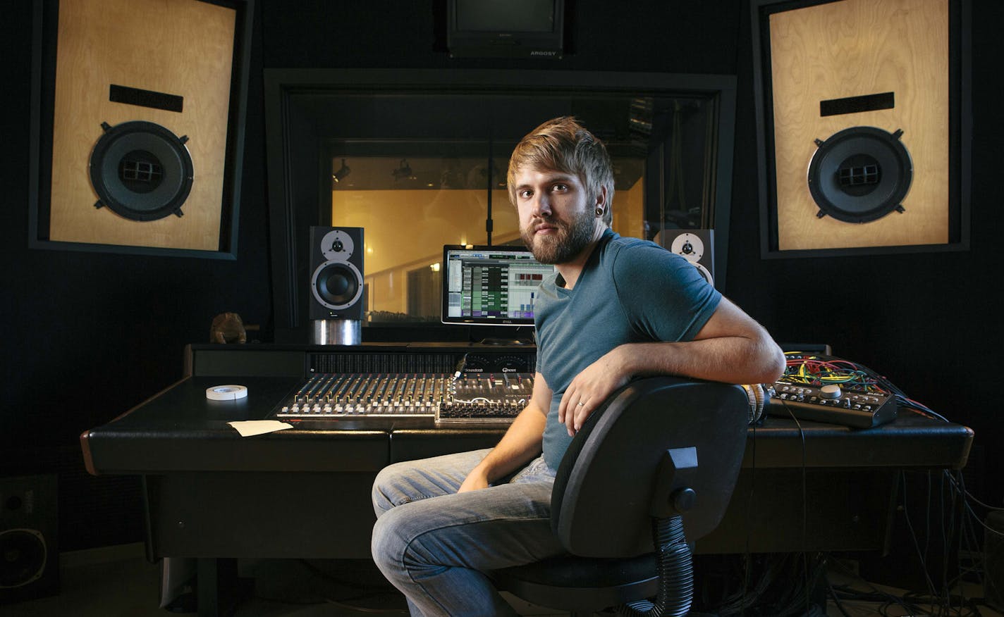 Recording engineer John Rausch, of Monticello, MN, poses at his studio, Saturday, Jan 18, 2014, in Studio City, Calif. Rausch is nominated for a Grammy for his work on a recent Taylor Swift album. (Bret Hartman/For The Star Tribune)