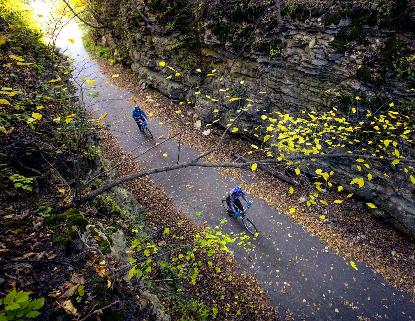 The 42-mile Root River state trail begins in Fountain and runs through the quaint and picturesque rural communities of Lanesboro, Whalan, Peterson, Rushford and Houston.