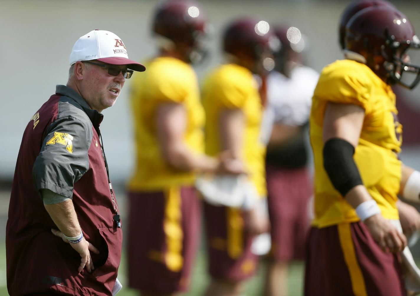 Coach Jerry Kill during Gopher football practice at the University of Minnesota Sunday August 3 , 2014 in Minneapolis , MN .