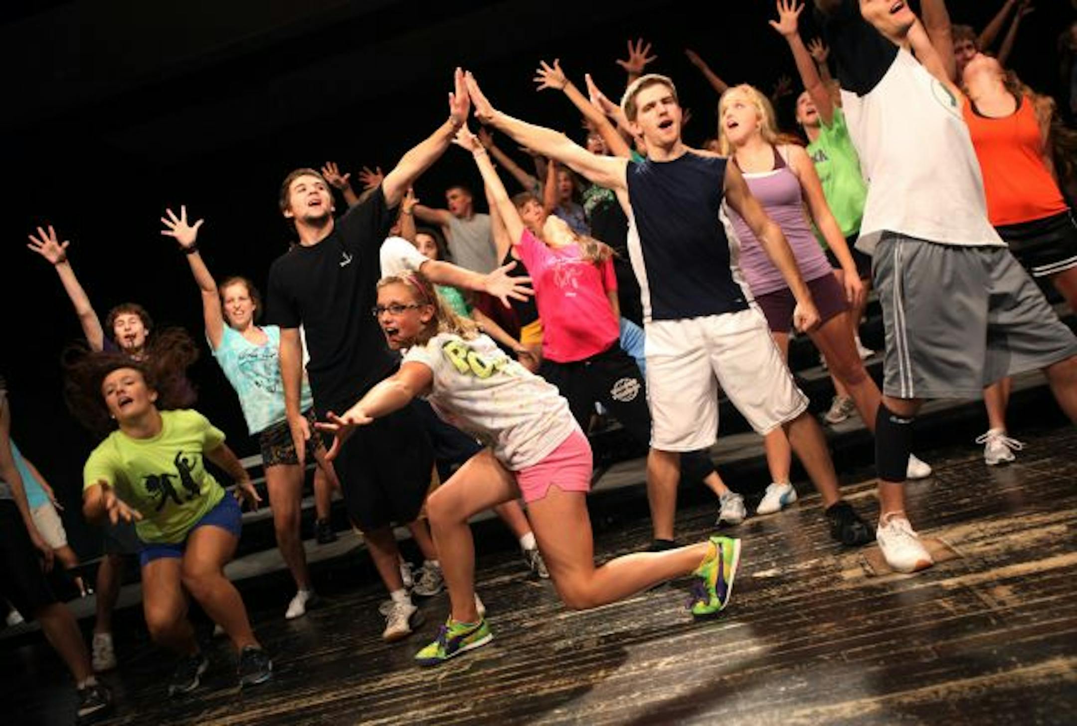 The Waconia Power Company show choir practiced a group dance to the song "Fame" during one of its first rehearsals of the season last week at Waconia High School.