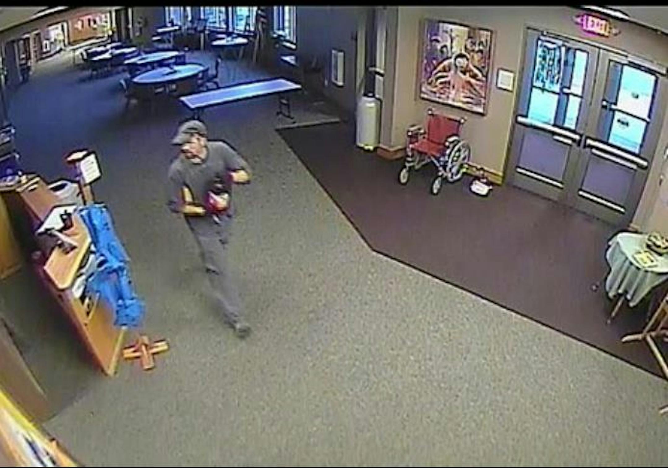 A burglary suspect was seen on a security camera inside First Lutheran Church in New Richmond, Wis.