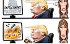 Sack cartoon: Trump and the clicker