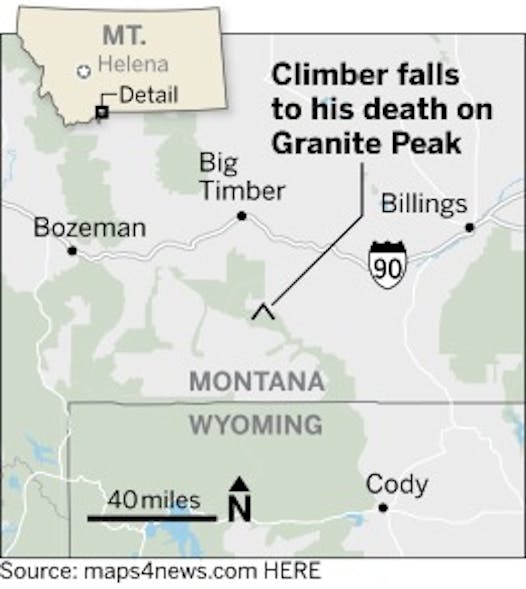 The area on Granite Peak where the fatal fall occurred.