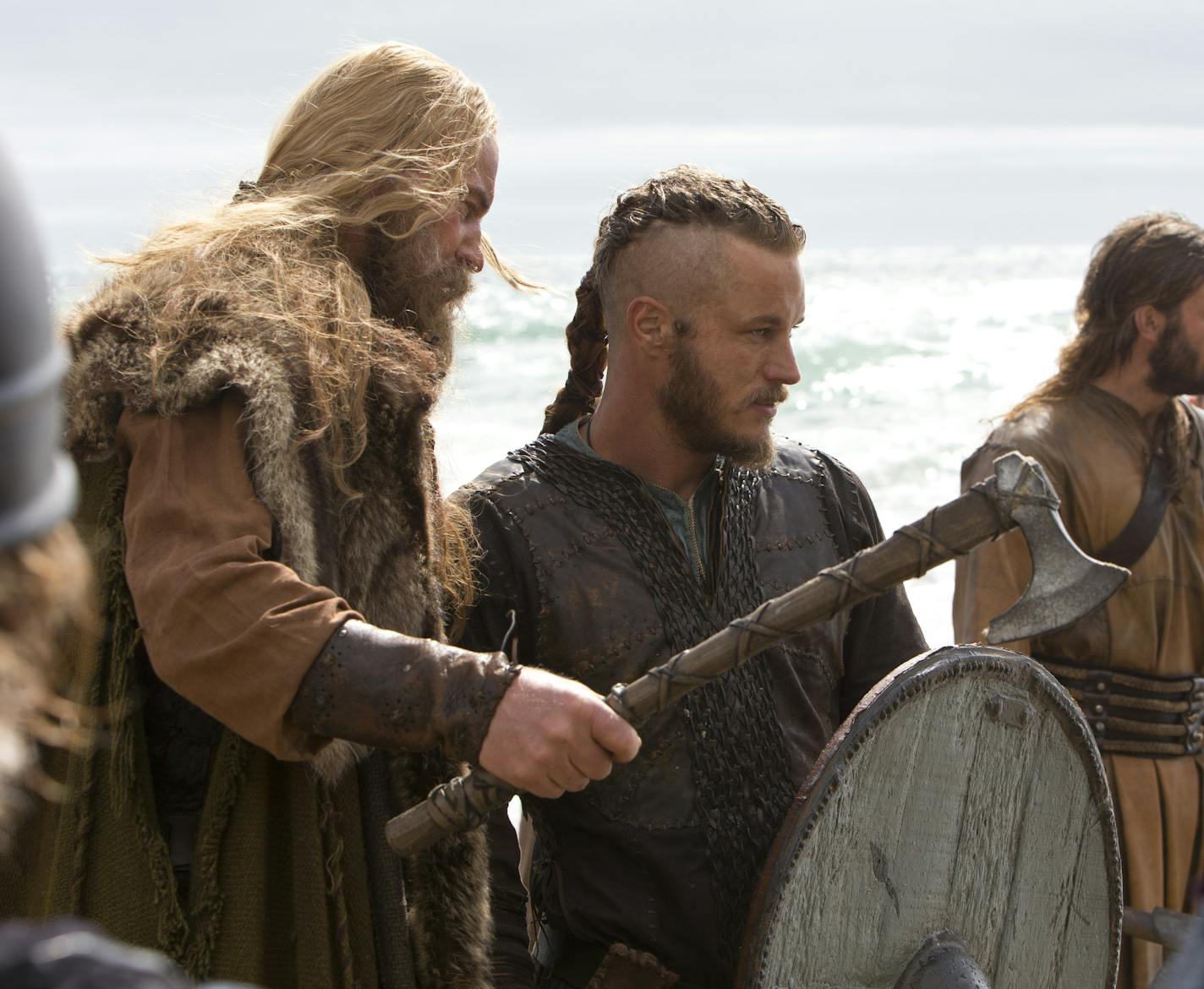 Ragnar, played by Travis Fimmel, center, leads his team of Vikings to the History Channel.