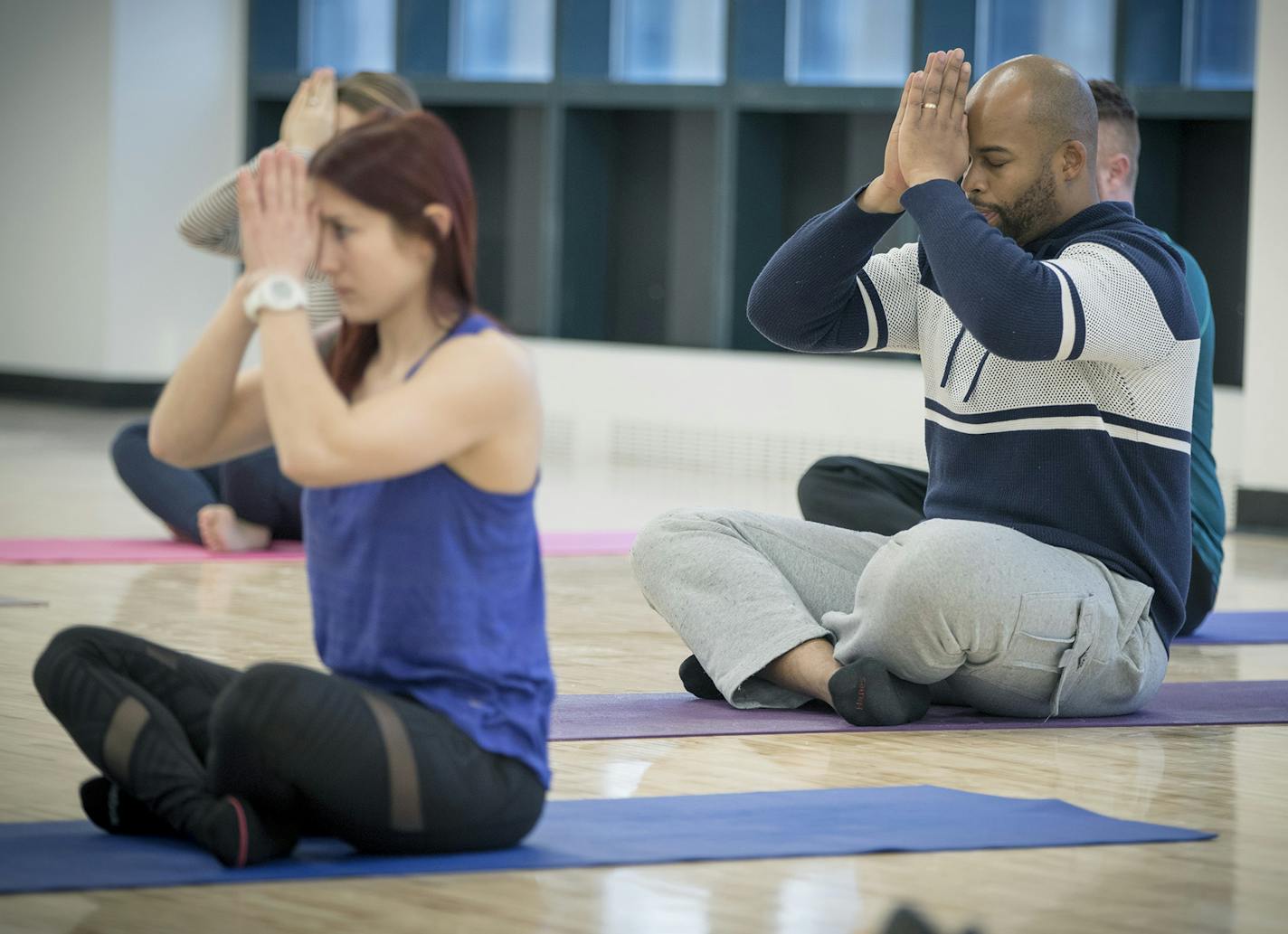 Quinton Moore took a meditation class at the new YMCA that is under construction in downtown Minneapolis, Friday, January 5, 2017. ] ELIZABETH FLORES &#xef; liz.flores@startribune.com