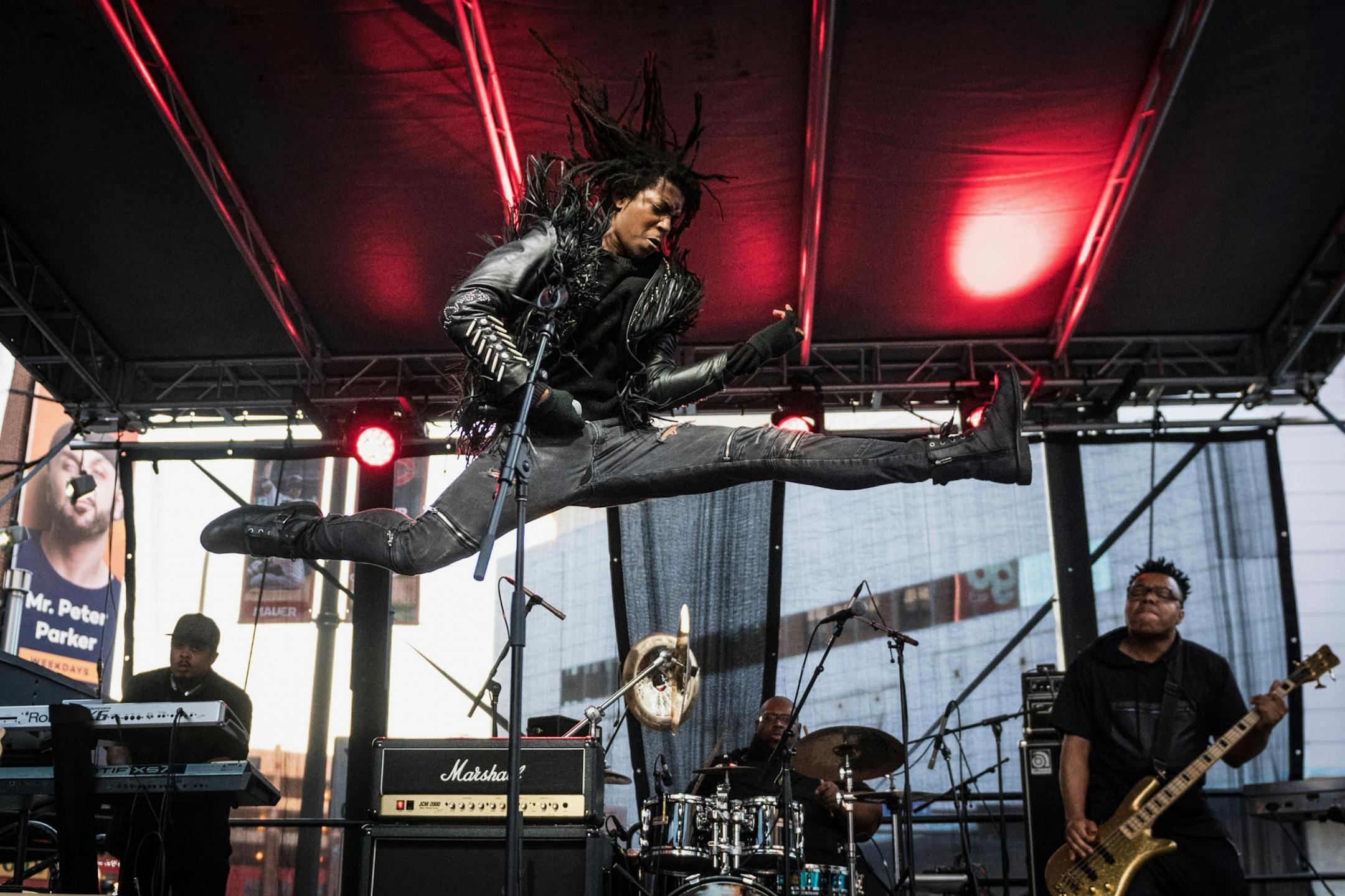 Dem Atlas performed at Saturday's block party commemorating Prince.