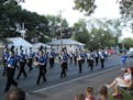 A band marches in the Earle Brown Days parade.