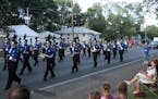 A band marches in the Earle Brown Days parade.