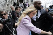 Stormy Daniels arrives at federal court in New York, Monday, April 16, 2018, to attend a court hearing where a federal judge is considering how to rev