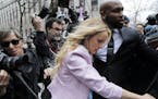 Stormy Daniels arrives at federal court in New York, Monday, April 16, 2018, to attend a court hearing where a federal judge is considering how to rev