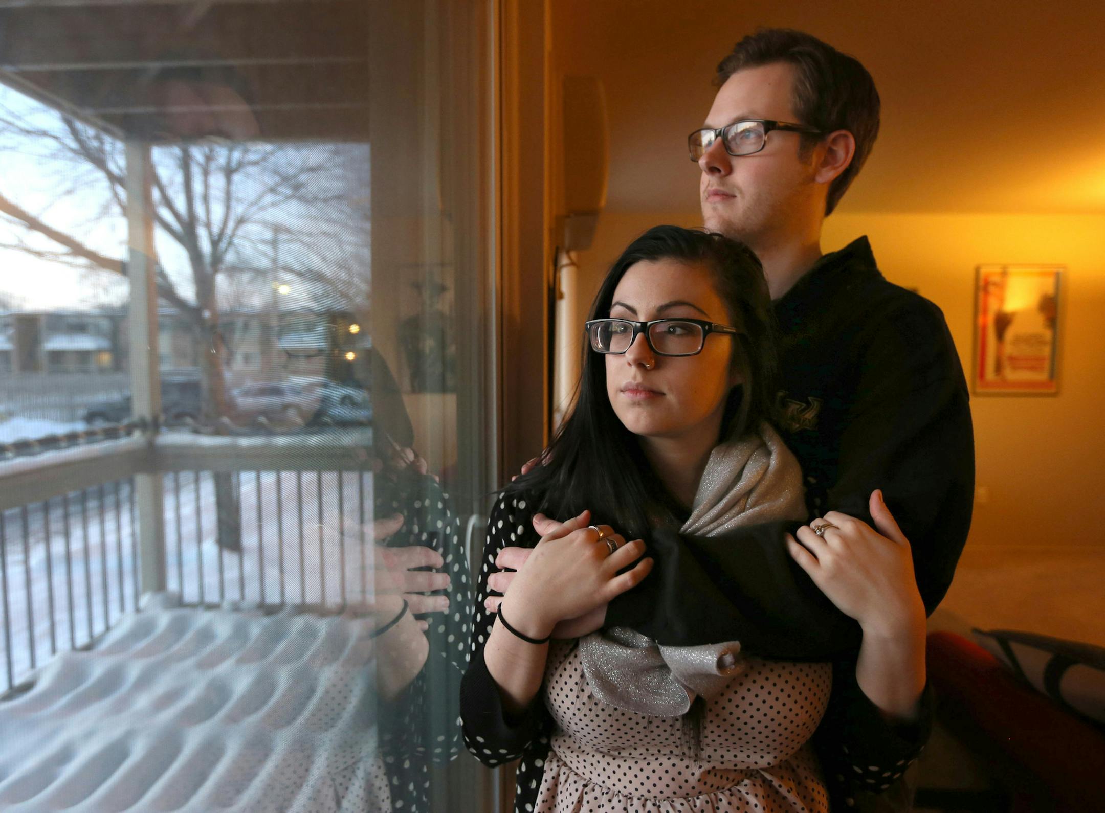 Clare LaTorre, 24, and Alex Bienkowski, 24, pose for a portrait at their apartment on Feb. 5, 2015 in Royal Oak, Mich., which they have been renting for the past year. "We would love to buy a house, and are starting to take steps to make that possible in the future," said Bienkowski. He's especially interested in hearing more details about a low-down payment program that might be in the works. (Jessica J. Trevino/Detroit Free Press/TNS) ORG XMIT: 1163771