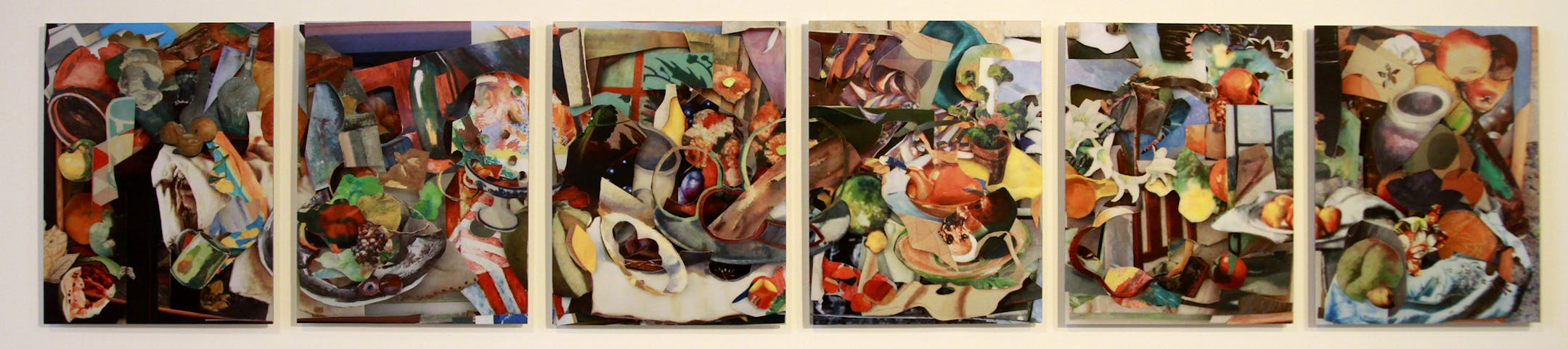 Jerome Fellowship Exhibition, winners work displayed at MCAD includes this panel of re-photographed collages by Grace Marie Keaton,- untitled ( table scene ) ] Tom Sweeney, Star tribune, Minneapolis, MN 10/03/2014