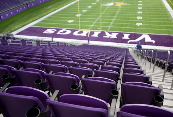 Stadium seats in the north end zone during a media tour Tuesday, July 19, 2016, at U.S. Bank Stadium in Minneapolis, MN.