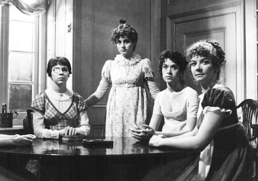 The Bennet sisters in a 1980 Masterpiece Theater version of "Pride and Prejudice": Mary (Teresa Peake-Jones), Elizabeth (Elizabeth Garvie), Jane (Sabina Franklyn) and Kitty (Clare Higgins).