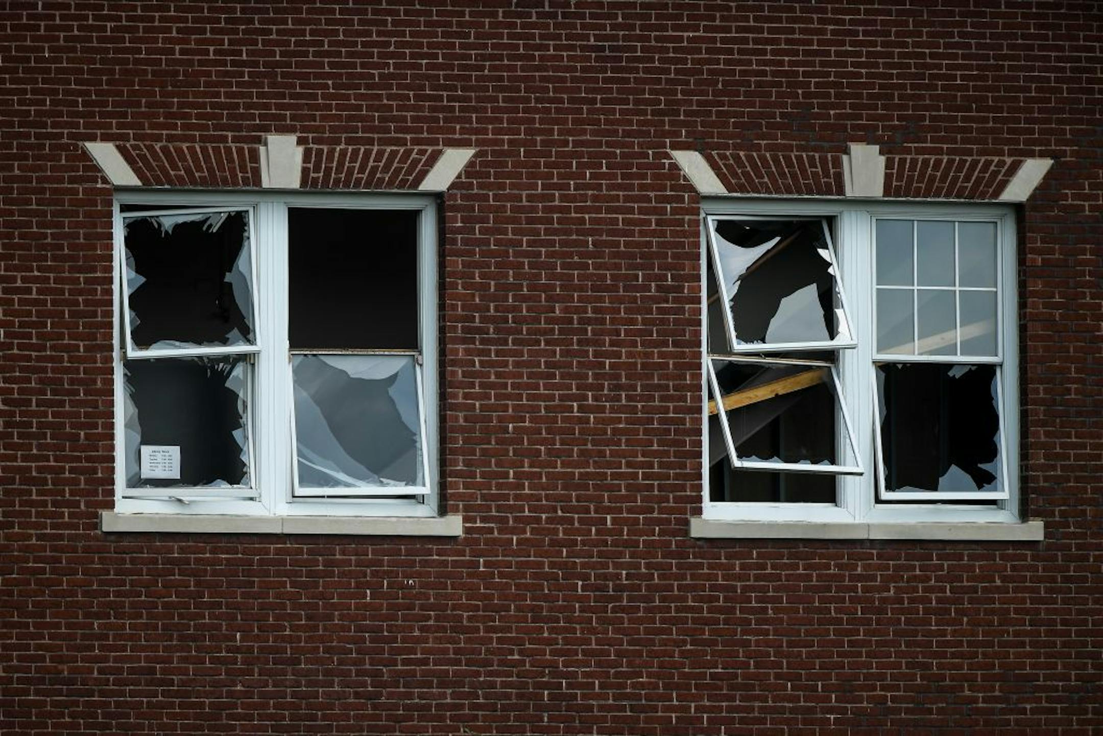 Blown out windows of Minnehaha Academy.