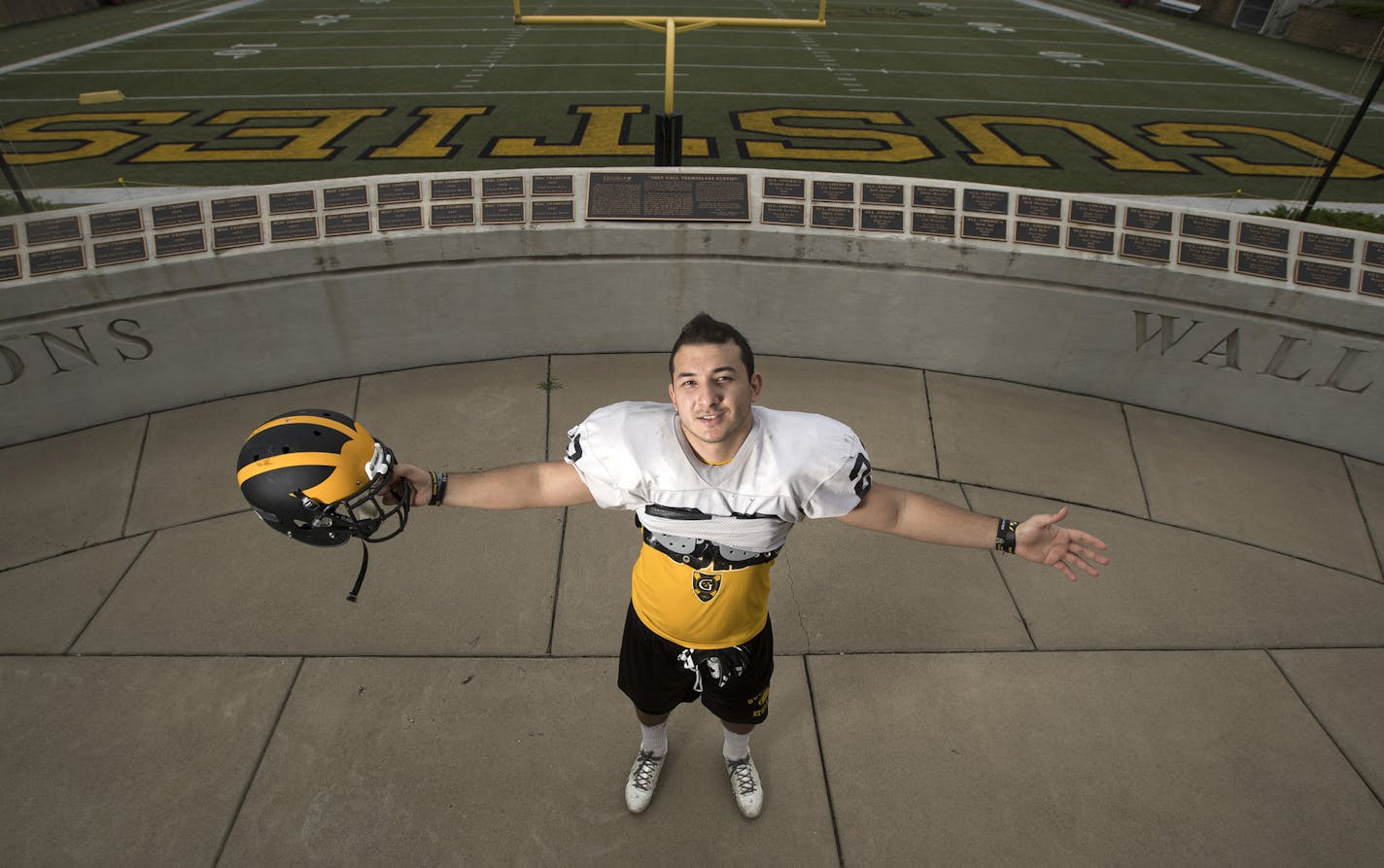 Karim Ortiz of Cancun, Mexico, led Gustavus in rushing last fall.