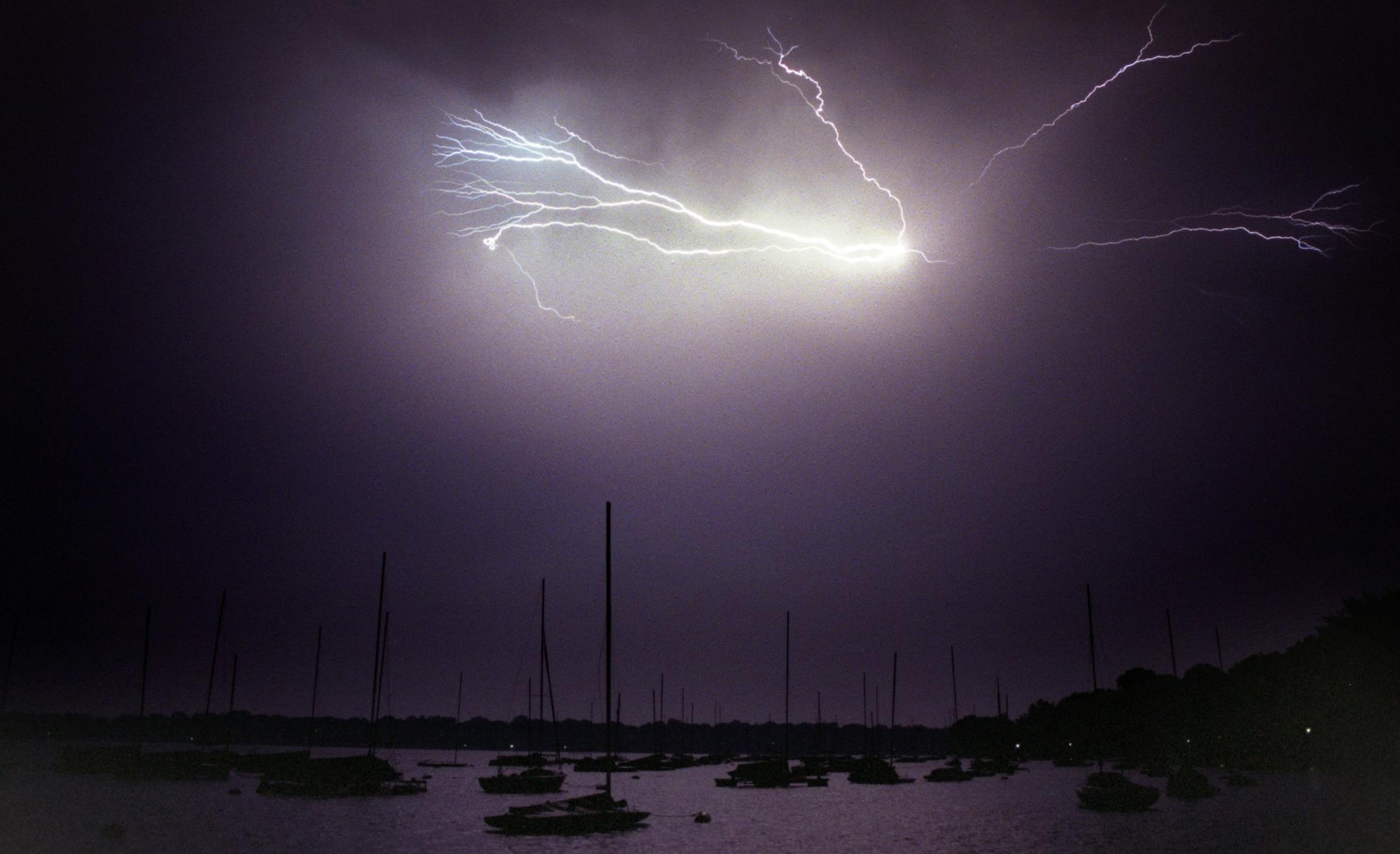 A lightning storm over Lake Harriet in south Minneapolis.