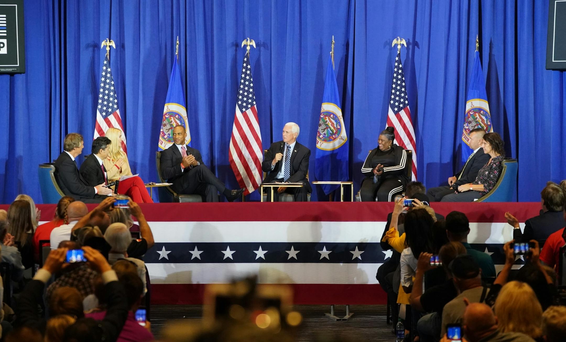Vice President Mike Pence and Ivanka Trump are holding a 'Cops for Trump' listening session in Minneapolis, meeting with community members whose businesses and lives have been negatively impacted by crime and rioting.