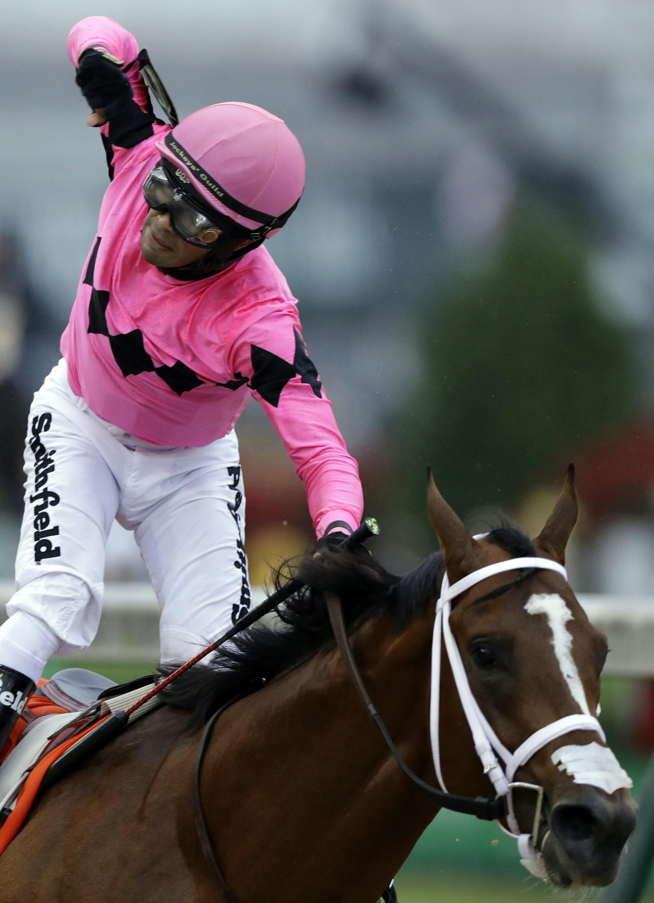 Luis Saez rides Maximum Security to victory during the 145th running of the Kentucky Derby horse race at Churchill Downs Saturday, May 4, 2019, in Louisville, Ky. (AP Photo/Darron Cummings)