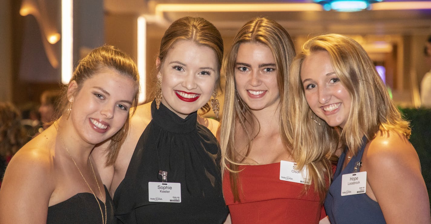 Brenna Cliff, Sophie Keeler, Siri Olson and Hope Loosbrock at the 2019 Make A Wish Foundation gala. [ Special to Star Tribune, photo by Matt Blewett, Matte B Photography, matt@mattebphoto.com, Make A Wish Foundation, Minneapolis, May 18, 2019, Minnesota, SAXO 1008522664 FACE063019