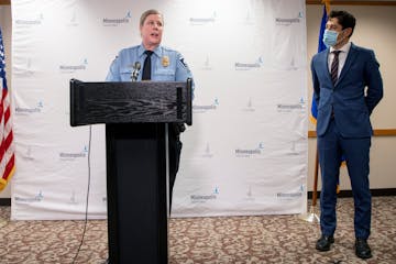 Amelia Huffman is introduced as interim Chief of Police by Mayor Jacob Frey Tuesday, Dec. 7, 2021 at City Hall in Minneapolis, Minn.