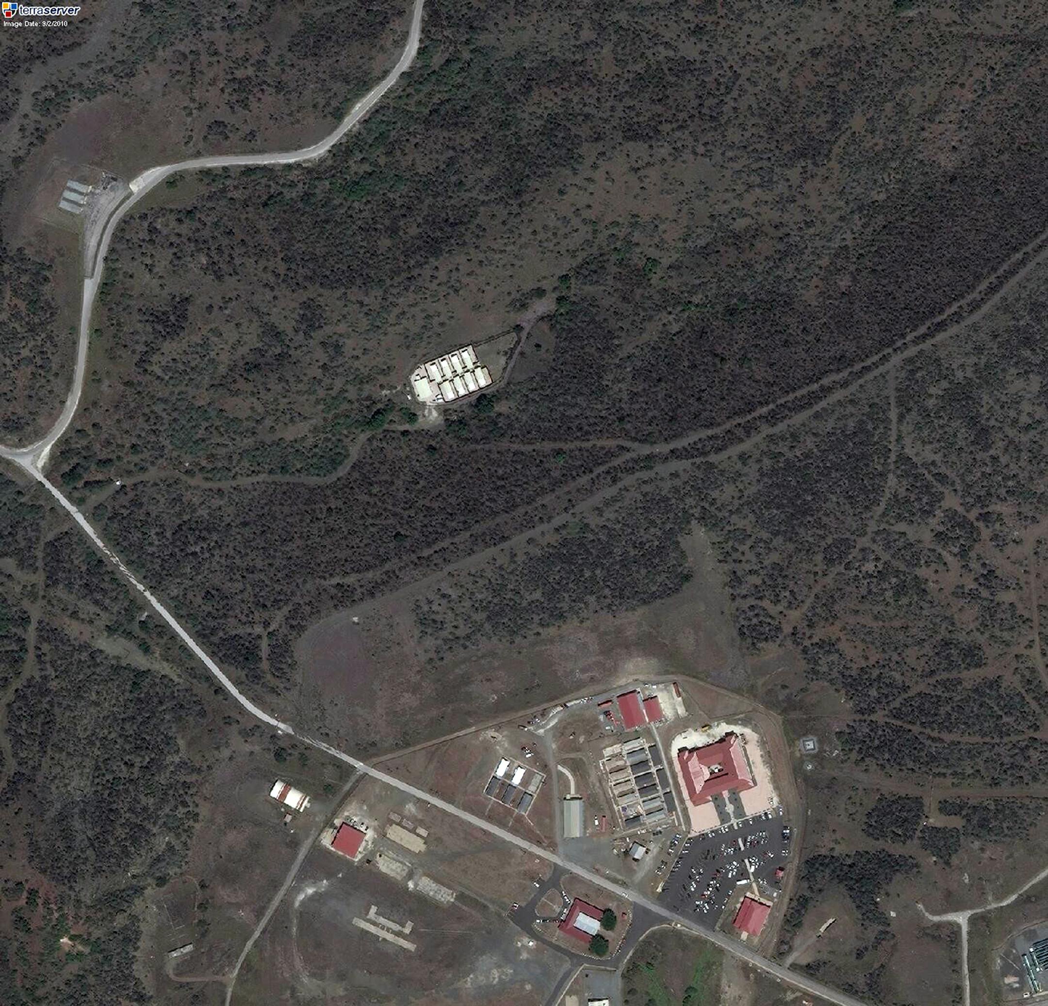 This Sept. 2, 2010 satellite image shows a portion of Naval Station Guantanamo Bay, Cuba, including the secret facility known as Penny Lane, upper middle in white.