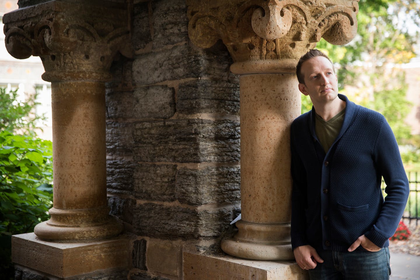 Peter Bognanni in the Old Main building at Macalester College. Bognanni's second book — his first for young adults — comes out Oct. 3