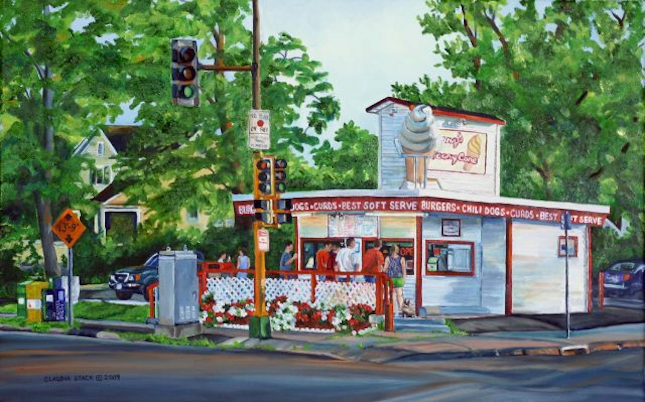 Claudia Stack-Kremer "Conny's Creamy Cone" painting will be at the St. Paul Art Crawl