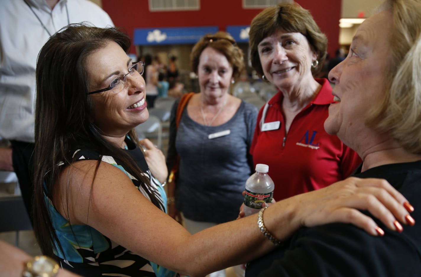 At the new Riverview elementary school which became a reality after the former home of Roosevelt West Side School of Excellence , which closed in 2010 and underwent a $3 million renovation, superintendent Valeria Silva thanked Linda Rosedahl, former president of the Assistance League of Minneapolis/St. Paul for her work in procuring free uniforms for all the kids.]richard tsong-taatarii/rtsong-taataarii@startribune.com