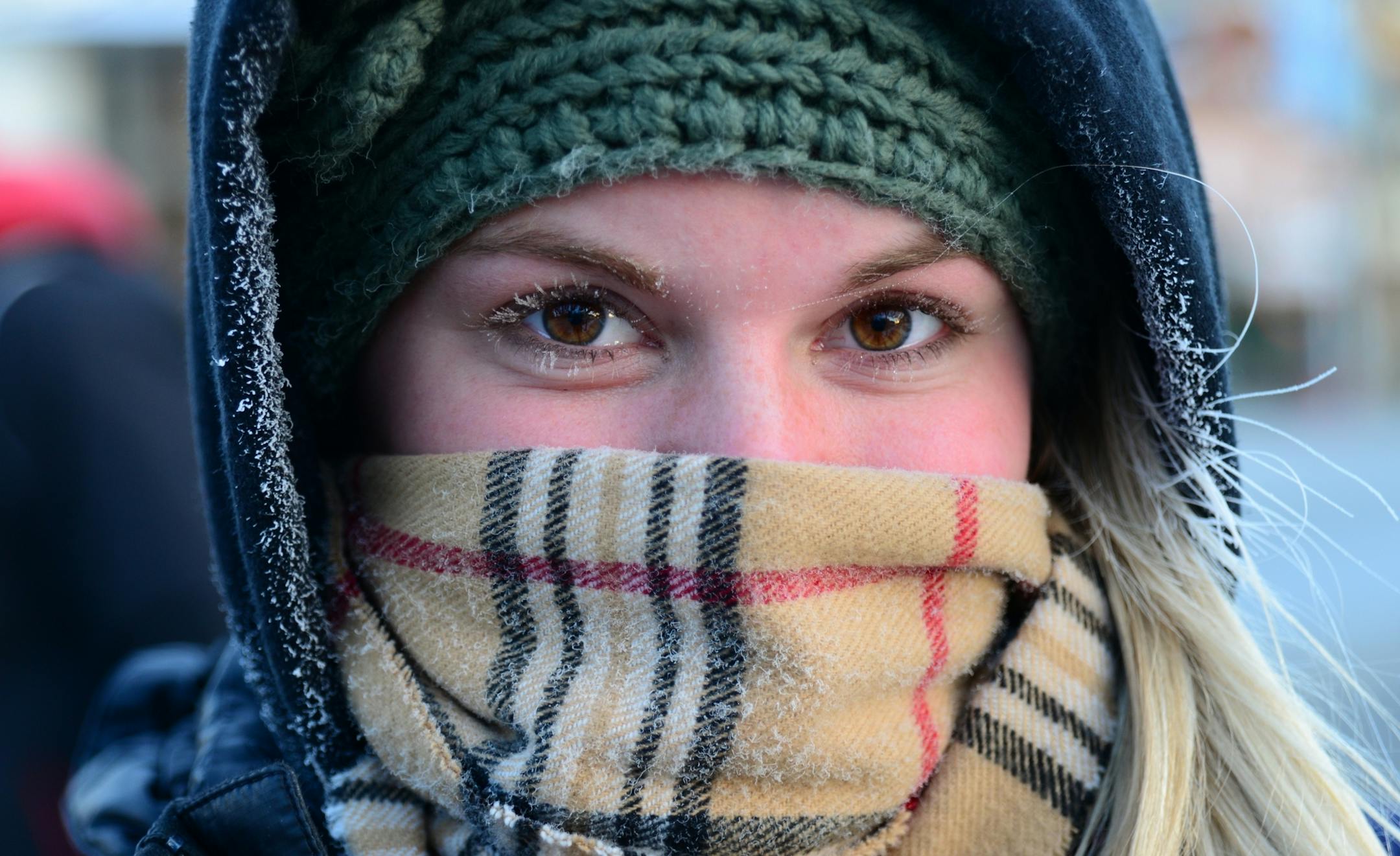Today was one of the coldest day's of the winter in the metro area and peope bundled up to stay warm like Kelli Garbers of Minneapolis.