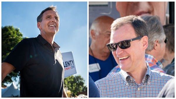 Former Gov. Tim Pawlenty, left, and Hennepin County Commissioner Jeff Johnson are battling for the Republican nomination for Minnesota governor.