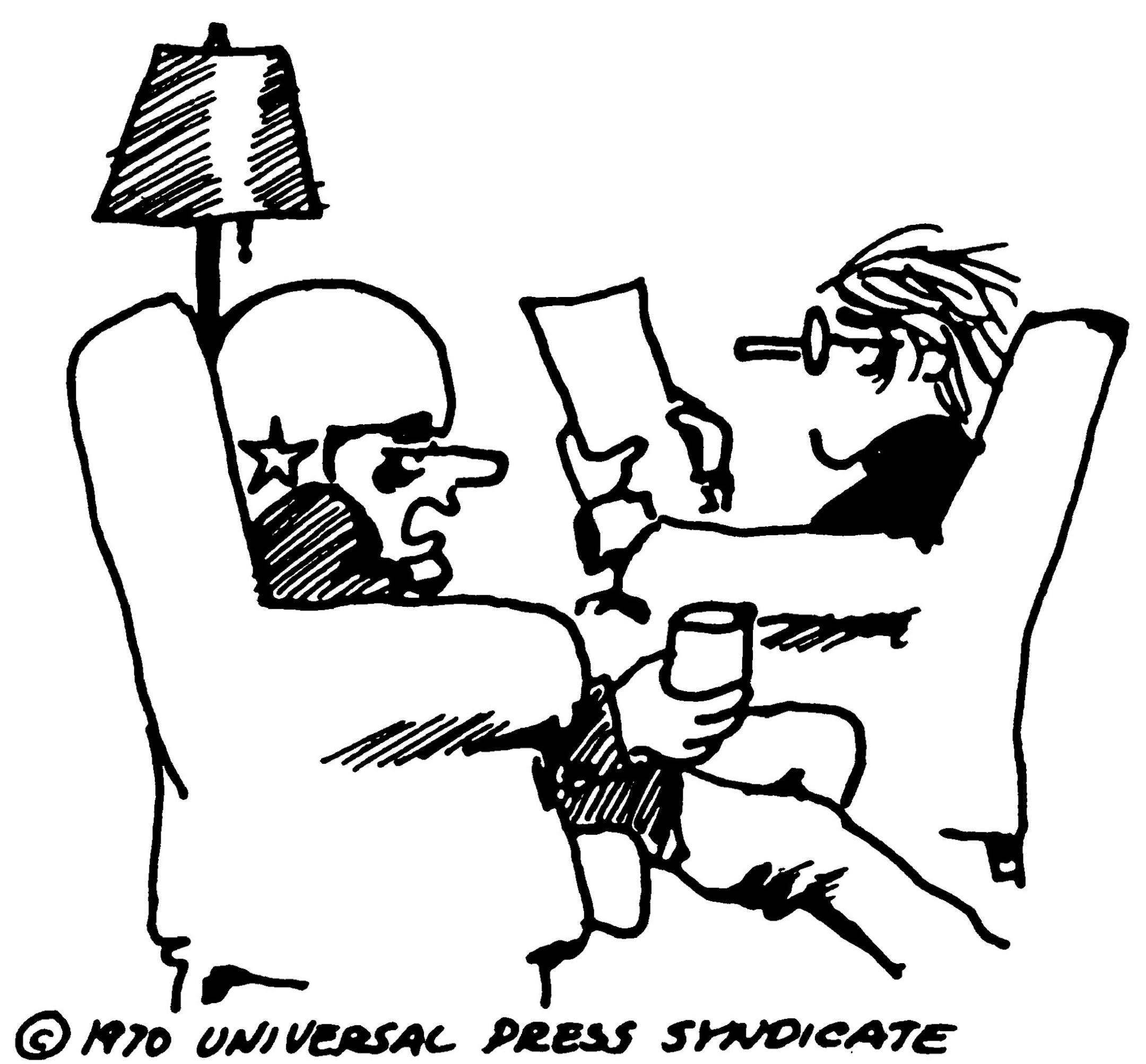 A panel from an early Doonesbury comic strip.