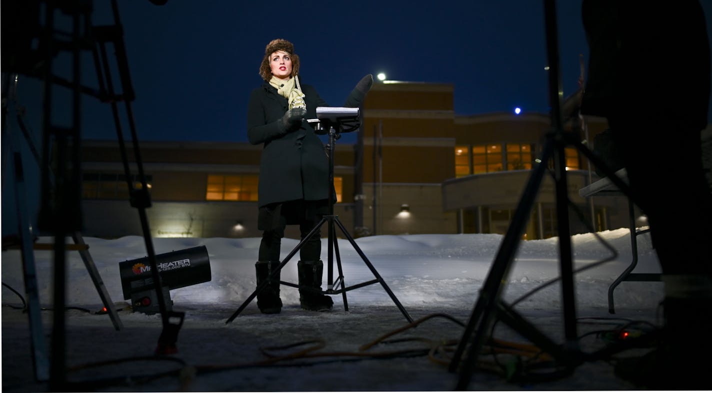 Jamie Yuccas went live for CBS News outside the Barron County Justice Center Wednesday night. ] Aaron Lavinsky &#xb4; aaron.lavinsky@startribune.com Former Minnesota anchor Jamie Yuccas is a rising star at CBS News and has become the network's go-to person on all major stories that have a Minnesota dateline. We photograph Yuccas before and after she reports live from Barron, Wisc., on the trial of Jake T. Patterson, accused of kidnapping Jayme Closs in October and murdering her parents, after hi