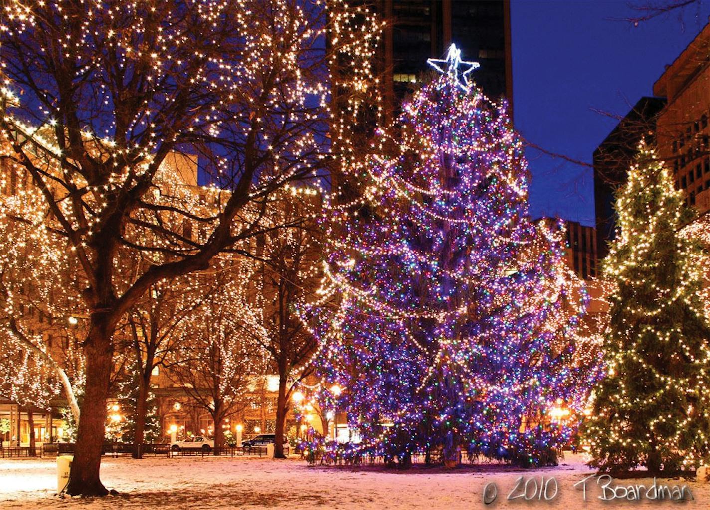 The Rice Park Christmas tree.