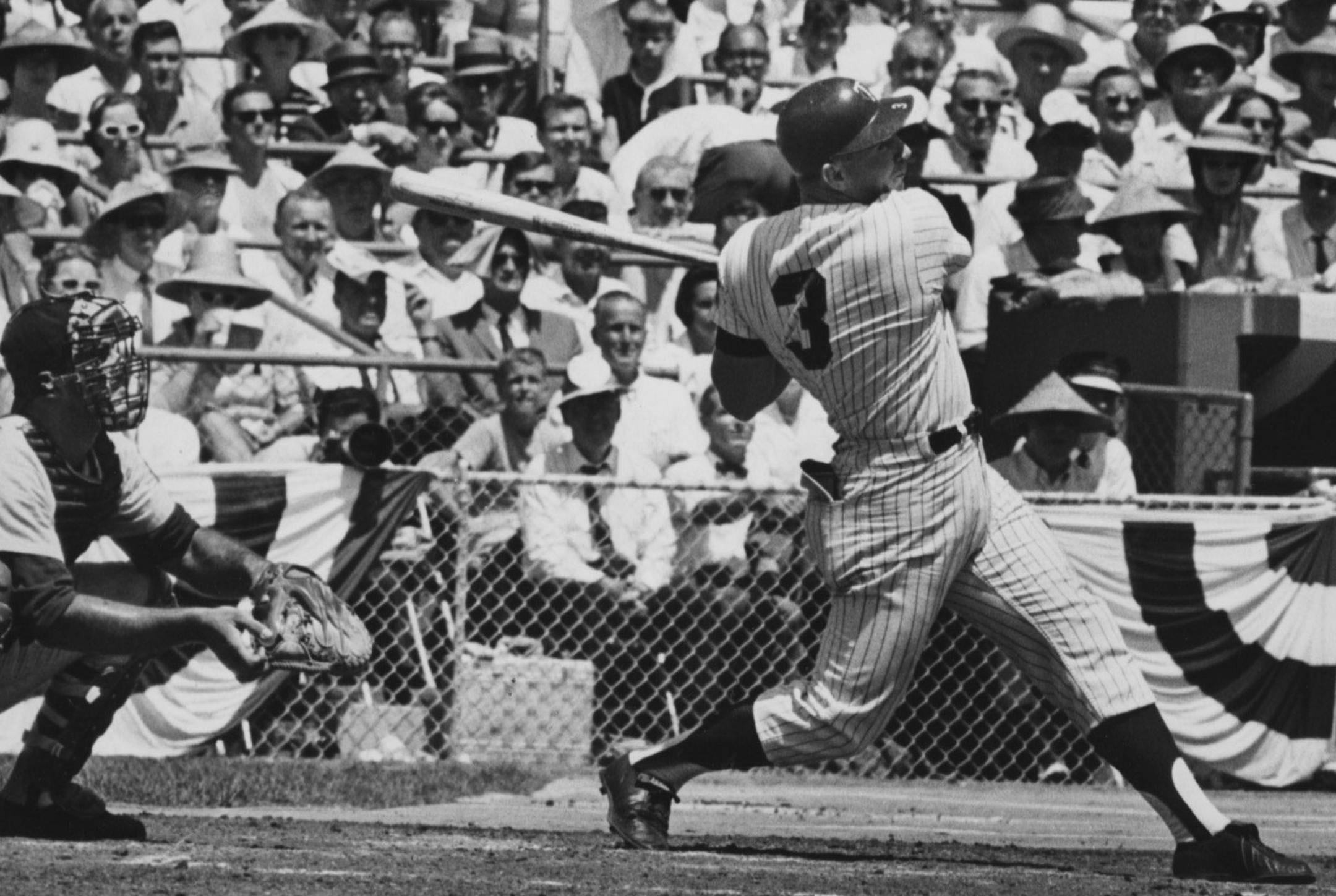 Harmon Killebrew hits a game-tying home run, July 13, 1965, for the American League team during the All Star game, which that year was played at Metropolitan Stadium in Bloomington, Minnesota. The National League went on to win the game. Photo by Kent Kobersteen for the Minneapolis Tribune (now Star Tribune). ORG XMIT: MIN2013071717244993 ORG XMIT: MIN1307171727321635