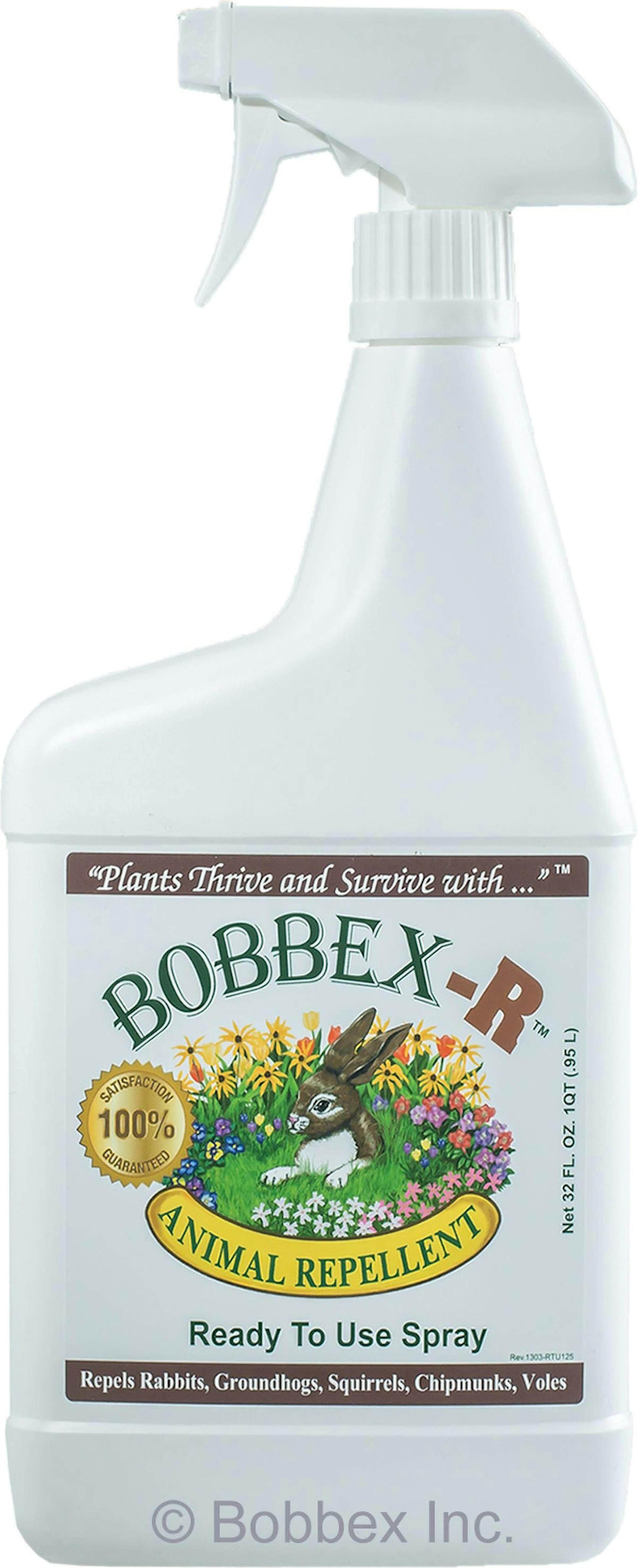 Banish squirrels, chipmunks, rabbits and other small herbivores from your ornamental plantings with Bobbex-R, a repellent that works through smell and taste aversion. It won’t wash off in the rain or from watering, and can be applied to low-lying plants or as a bulb dip. Available online at Bobbex.com and HomeDepot.com and at many independent retailers across the country; priced at $13 to $14 for a 32-ounce spray container but other sizes are available. (Bobbex, Inc.)