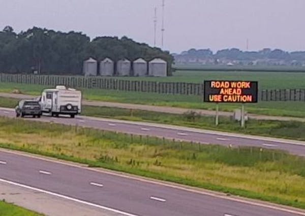 This sign sits along Interstate 94 near Moorhead.