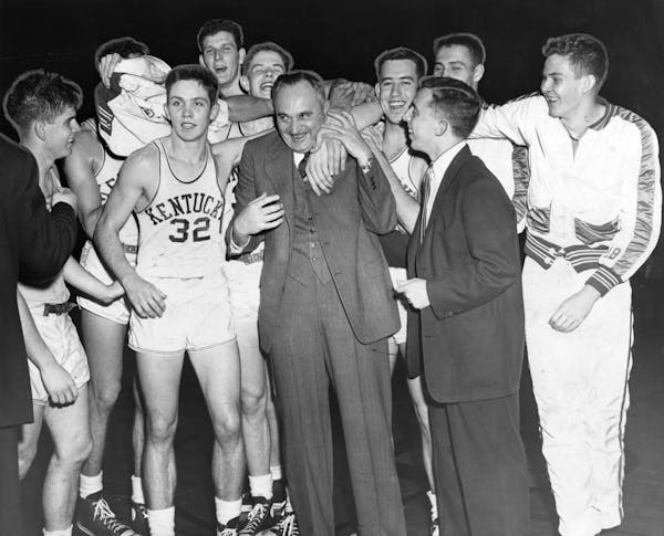 Kentucky coach Adolph Rupp following a win March 1951.