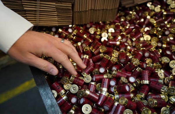 Shot shells produced by Federal Ammunition in Anoka. inside the production facility in Anoka, Minn. (SHARI L. GROSS/Star Tribune)