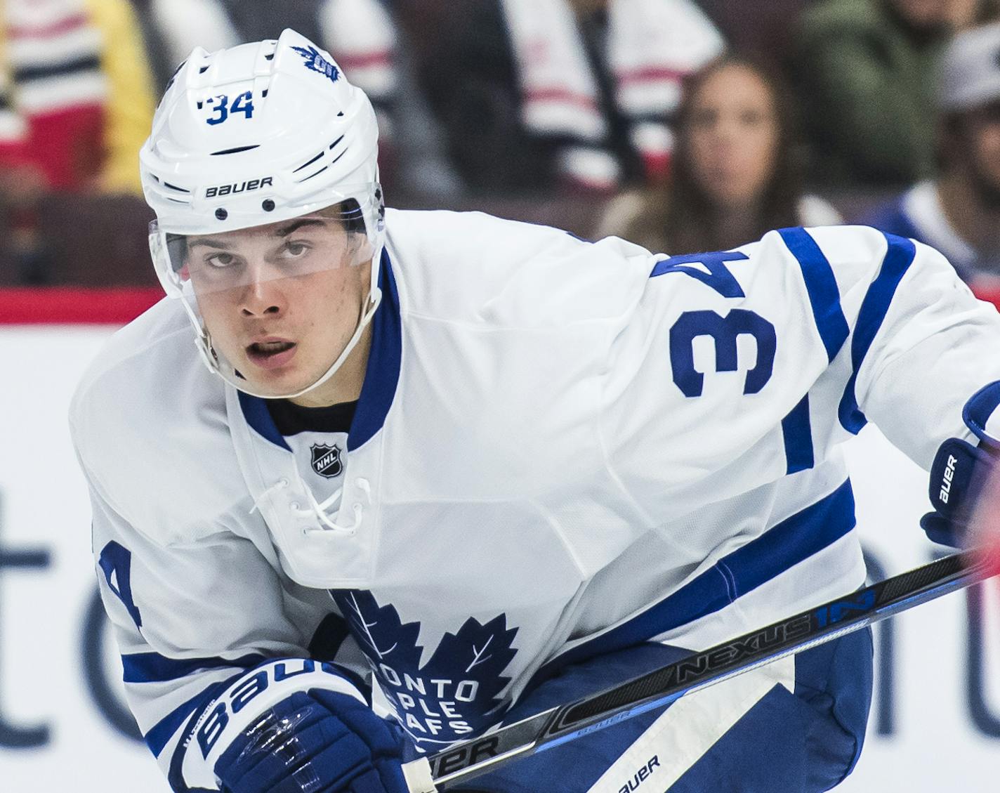 October 12, 2016: Toronto Maple Leafs Center Auston Matthews (34) during the NHL game between the Ottawa Senators and the Toronto Maple Leafs at Canadian Tires Centre in Ottawa, Ontario, Canada. (Photo by Steve Kingsman/Icon Sportswire) (Icon Sportswire via AP Images) ORG XMIT: 267243