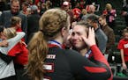 Members of the Lakeville North volleyball team celebrated their Class 3A state title at Xcel Energy Center after they knocked off two-time-defending s