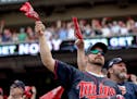 Twins fans waved their Homer Hankies before Tuesday’s game at Target Field.